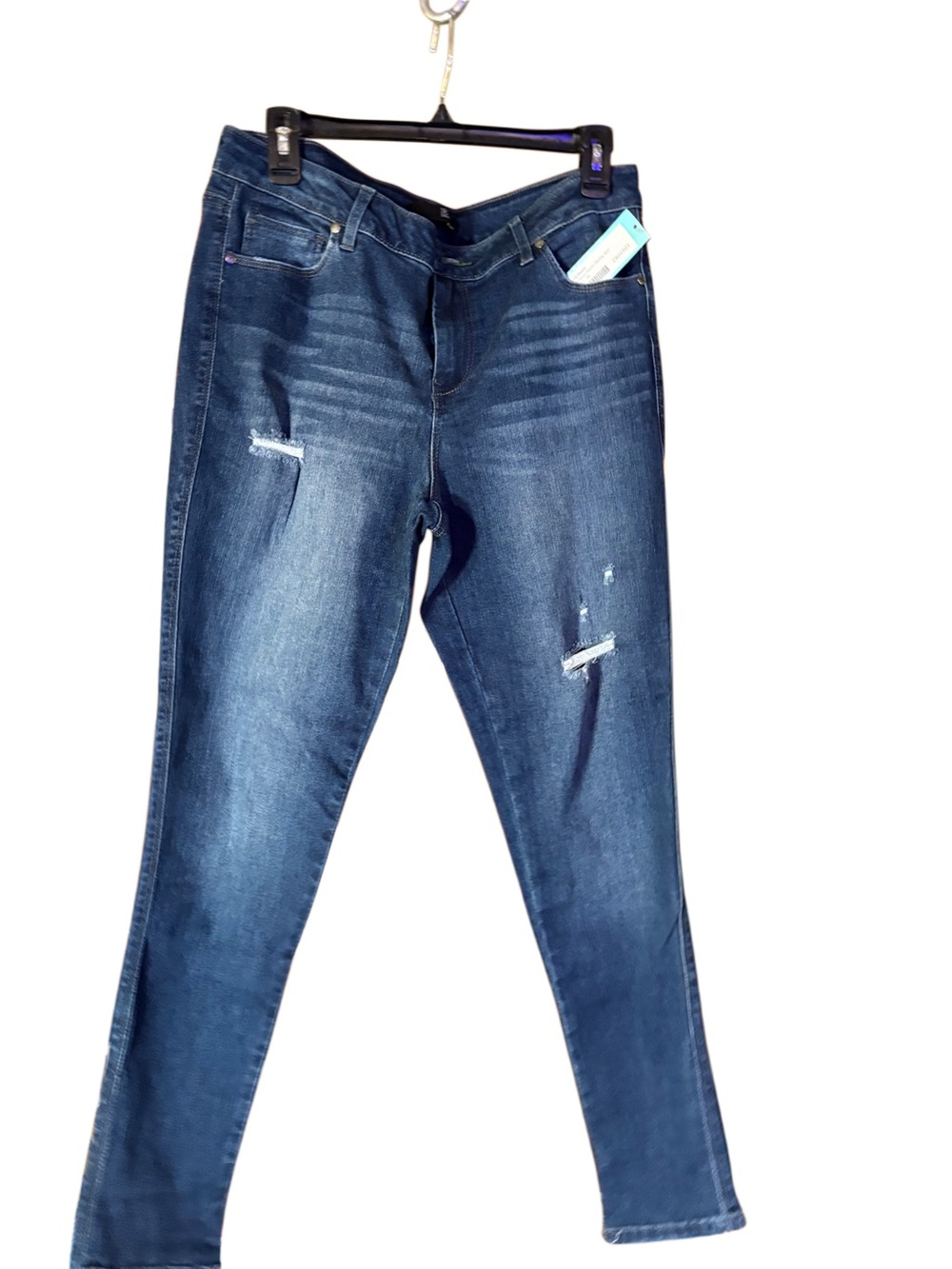 1822 Denim Dark Blue Distressed Skinny Jeans
